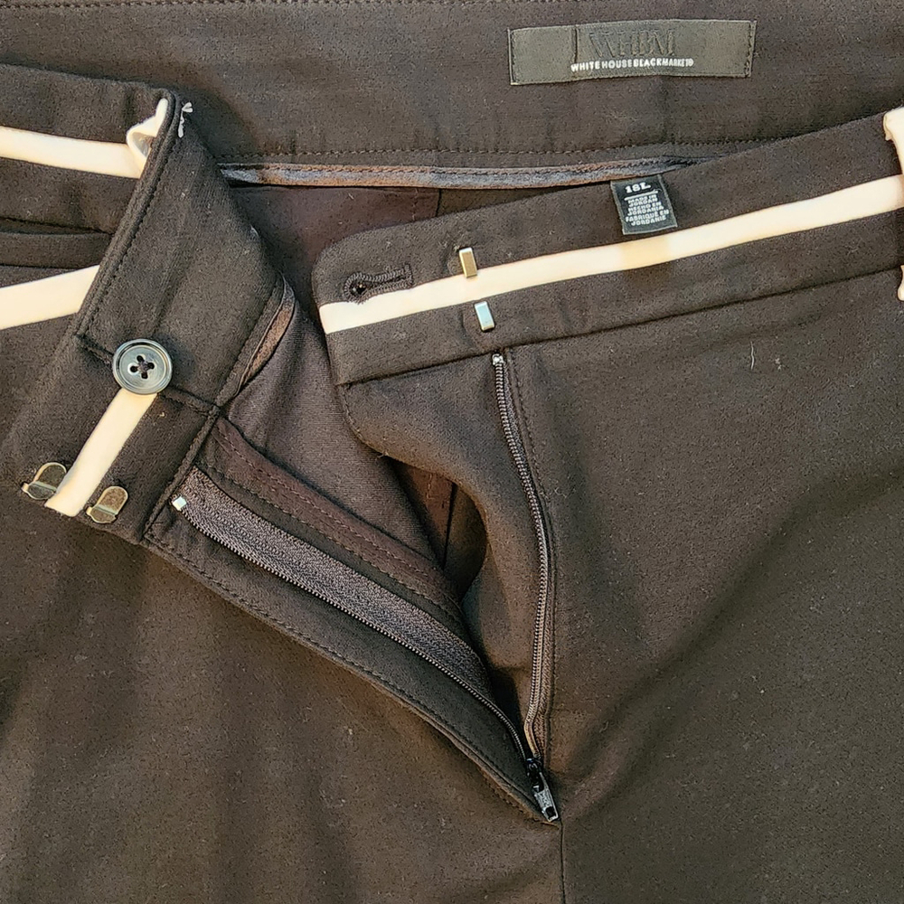 WHBM Slim Boot Trouser Black Safari Tan Contrast Trim 18L Tall Plus NWOT